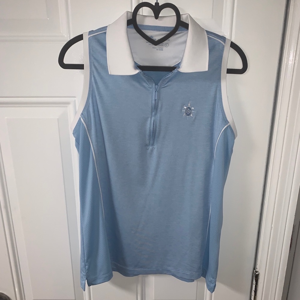 Peter Millar sleeveless Sports polo, light blue